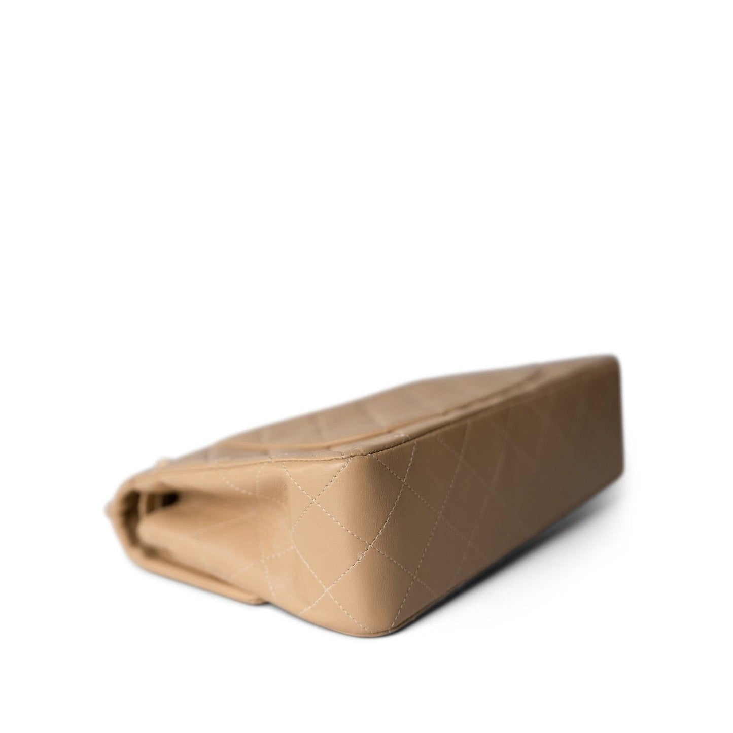 Vintage Light Beige Lambskin Quilted Classic Flap Small Gold Hardware