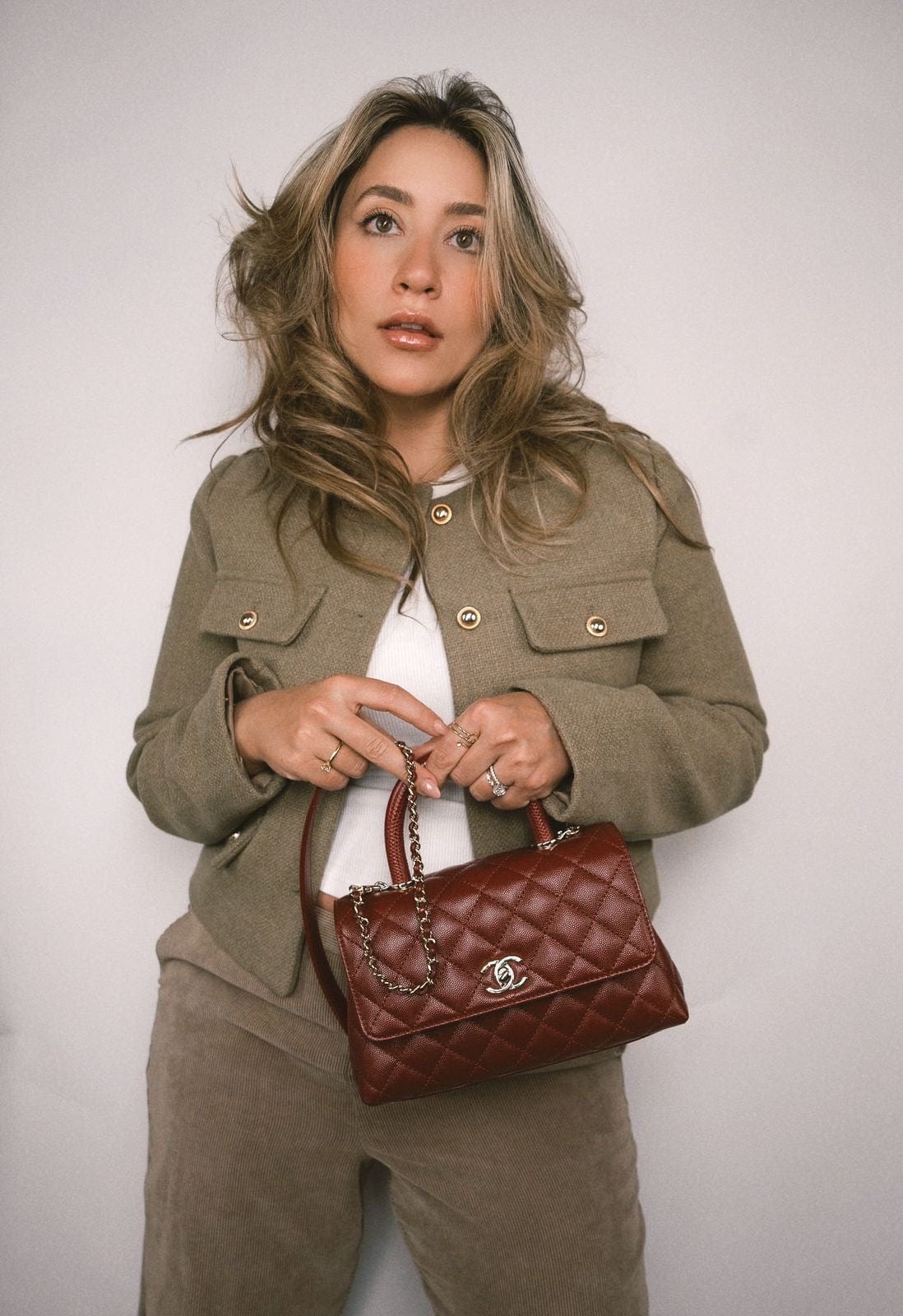 21A Burgundy Caviar Quilted Coco Handle Small LGHW