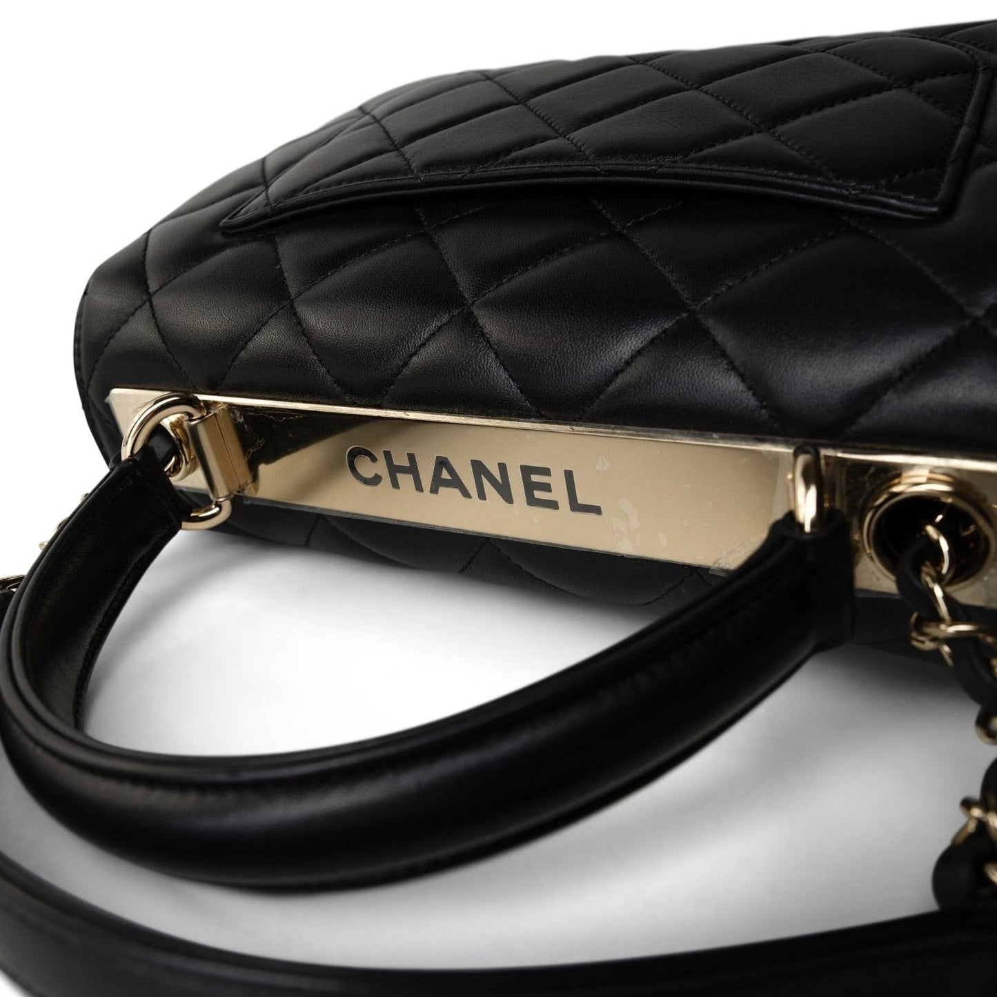 23B Black Trendy CC Lambskin Quilted Small Light Gold Hardware