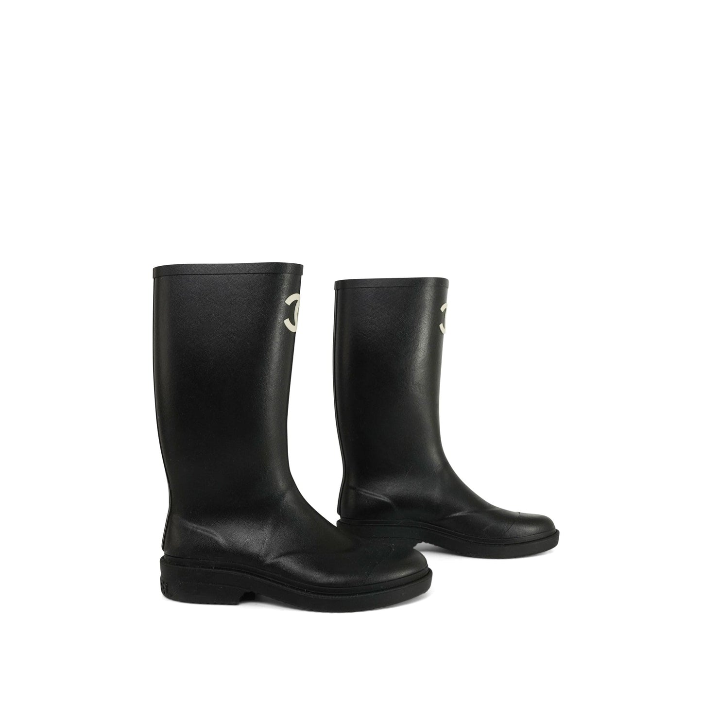 Black Caoutchouk CC High Boots Size 39