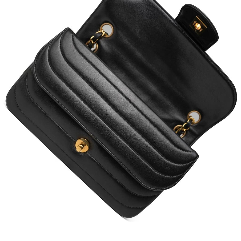 Black Horizontal Mademoiselle Multi Flap Bag GHW