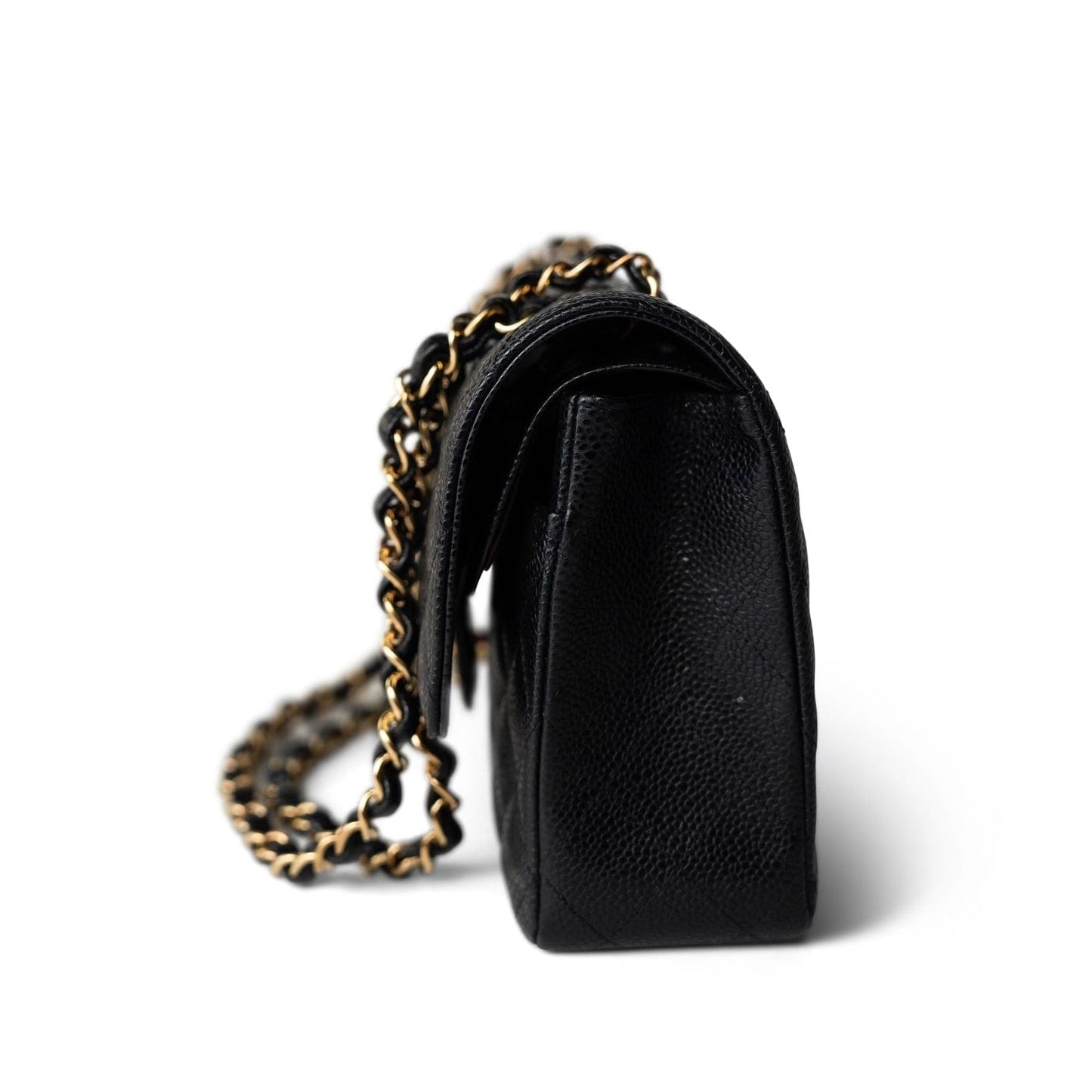 Black Caviar Quilted Classic Flap Medium Gold Hardware