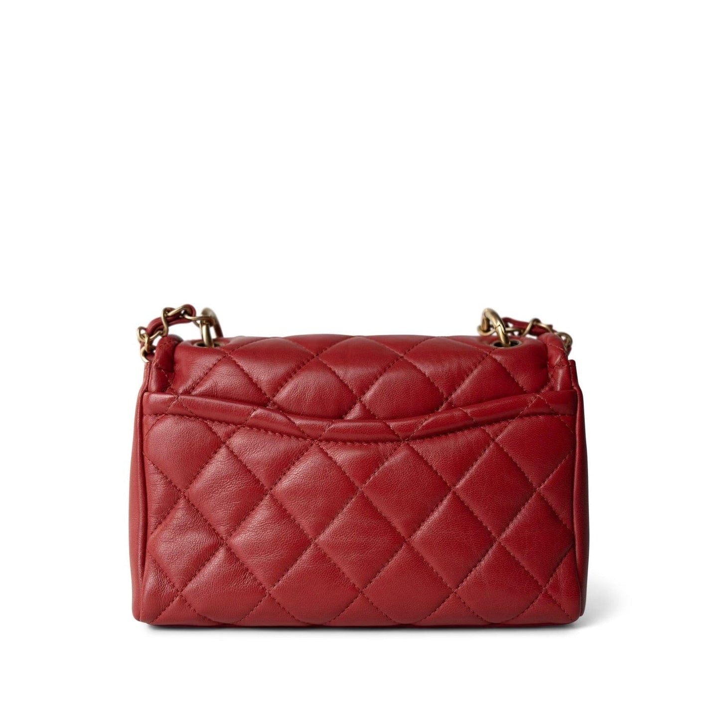 Red Lambskin Quilted Single Flap Chain Leather Link Bag