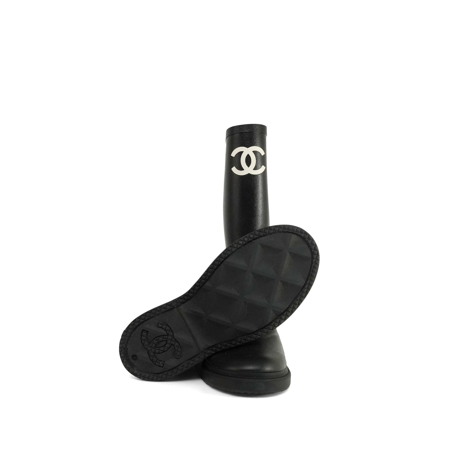 Black Caoutchouk CC High Boots Size 39