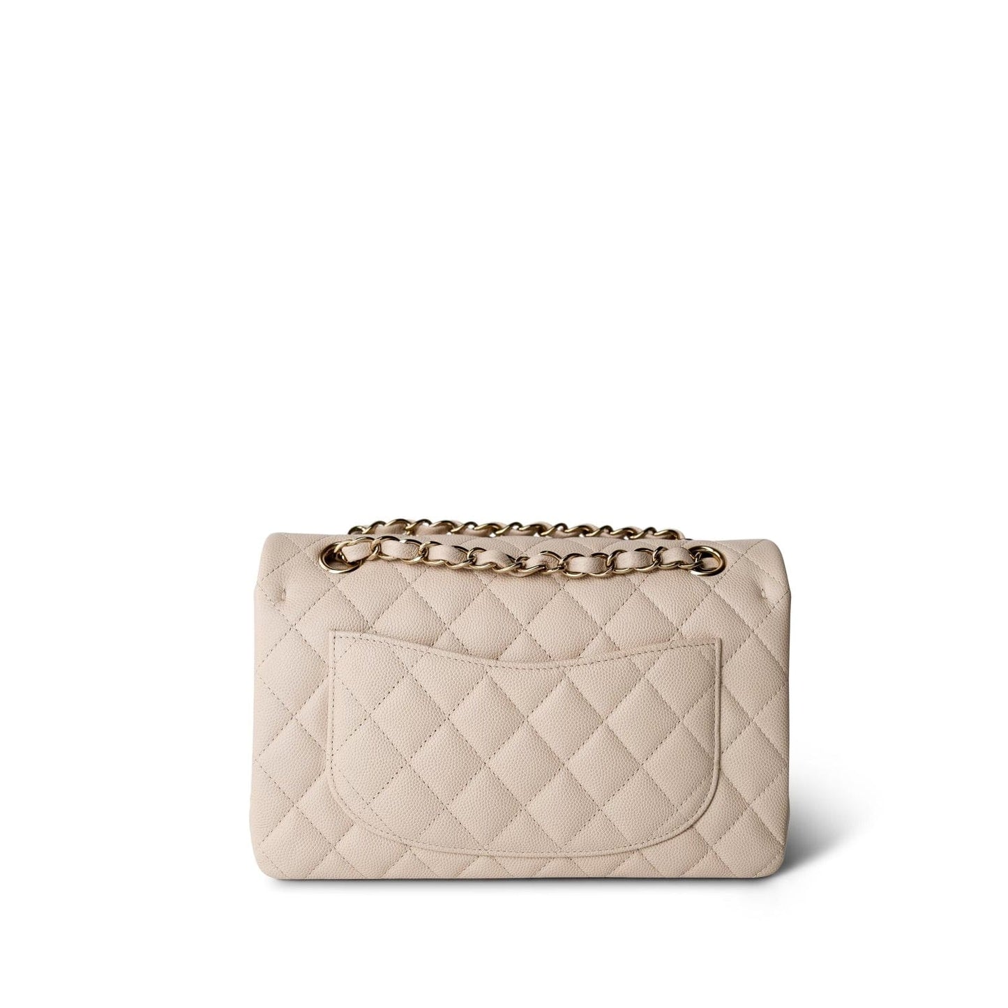 Light Beige/Nude Caviar Quilted Classic Flap Small LGHW