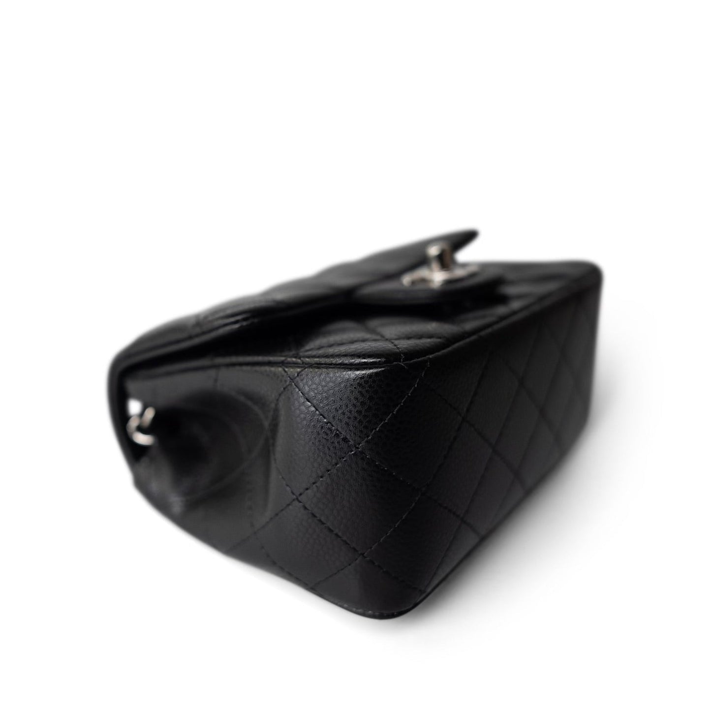 Black Caviar Quilted Mini Square Flap SHW