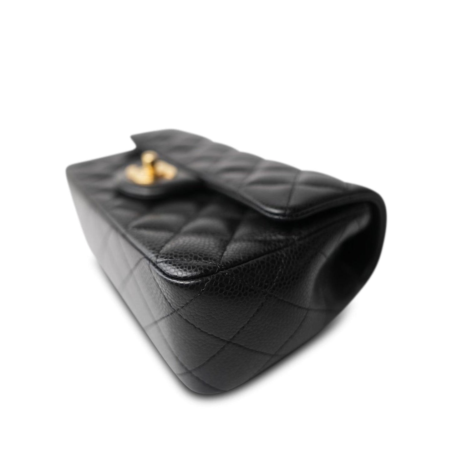 16C Black Caviar Quilted Mini Rectangular Single Flap