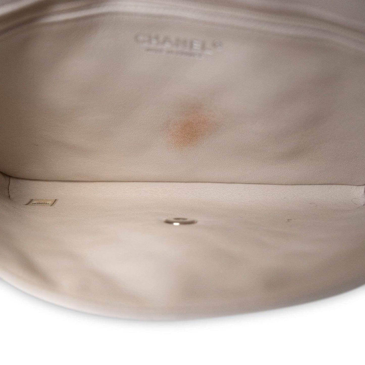 Ivory/Light Beige Caviar Quilted Classic Clutch Silver Hardware