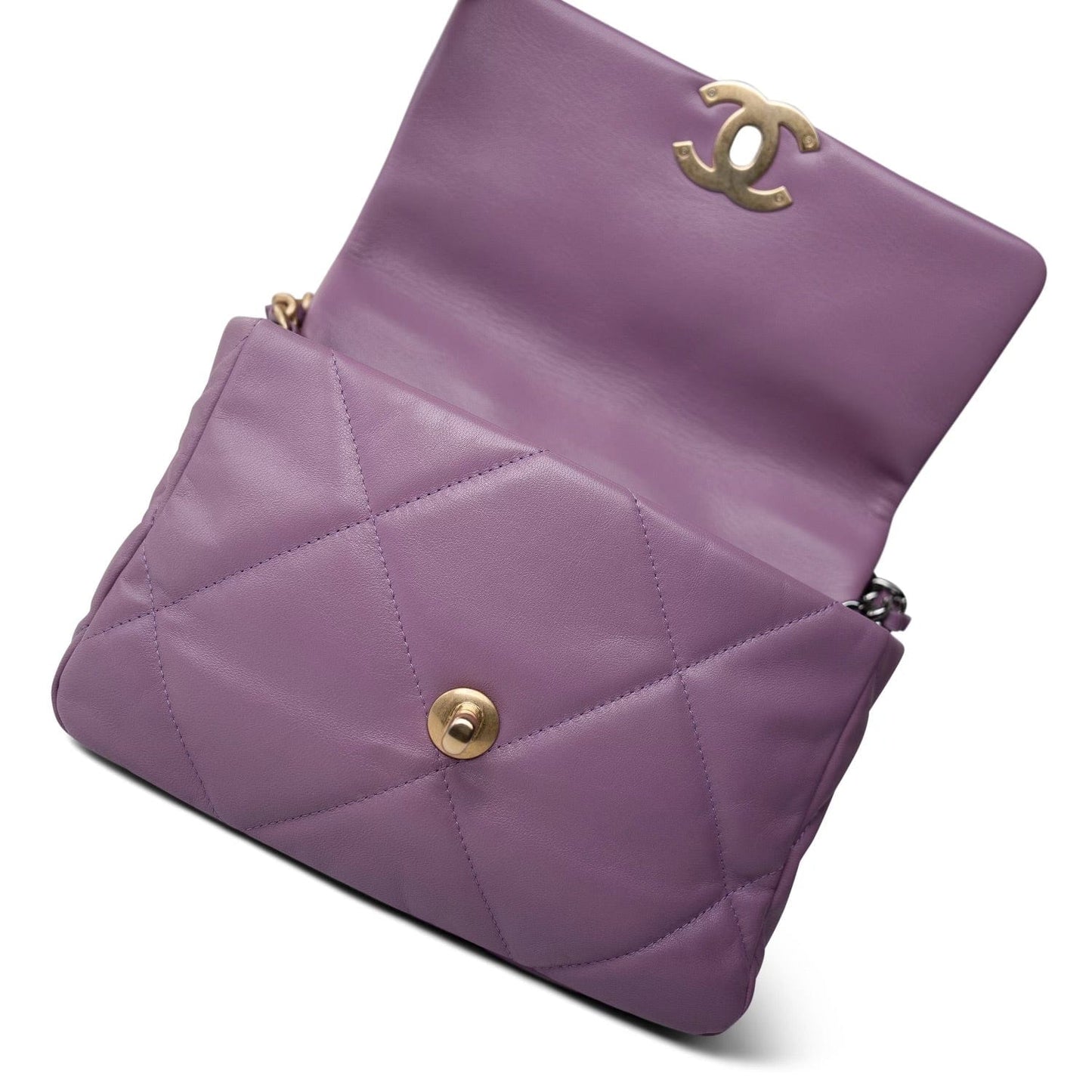 20B Purple Goatskin Quilted 19 Flap Small Mixed Hardware