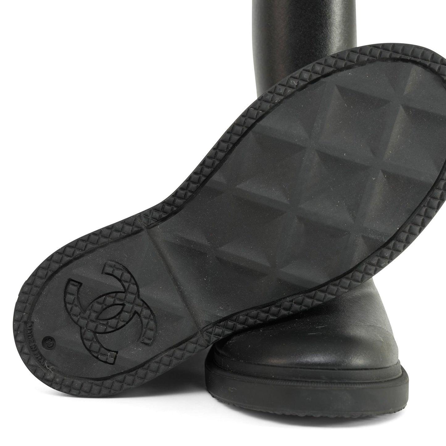 Black Caoutchouk CC High Boots Size 39