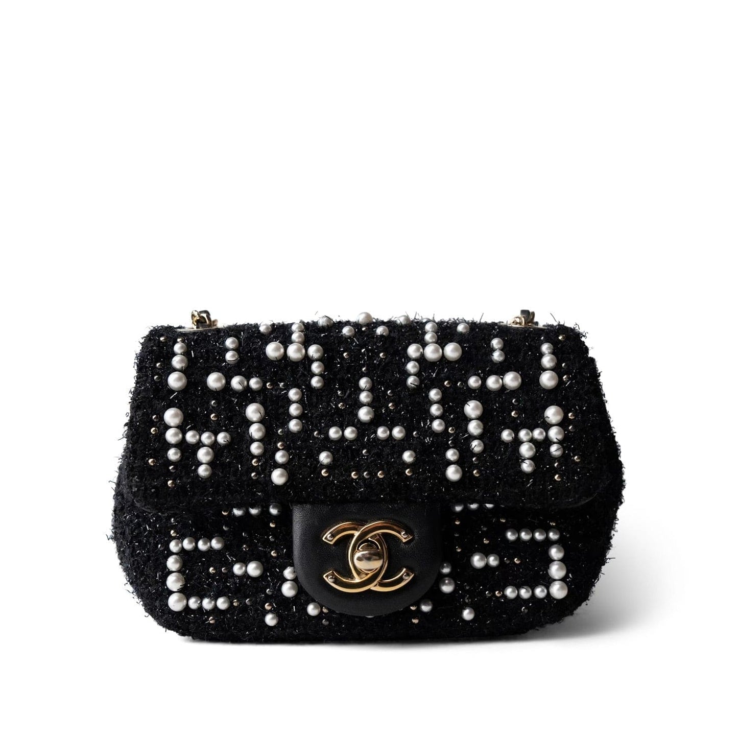 Cosmos Tweed Pearl Mini Flap Bag LGHW