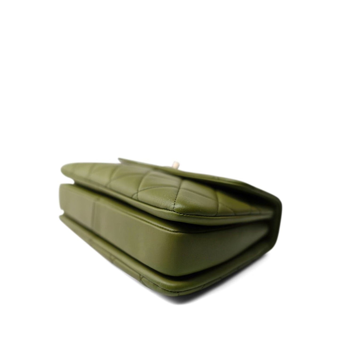 Dark Green Lambskin Quilted Trendy CC Small Light Gold Hardware