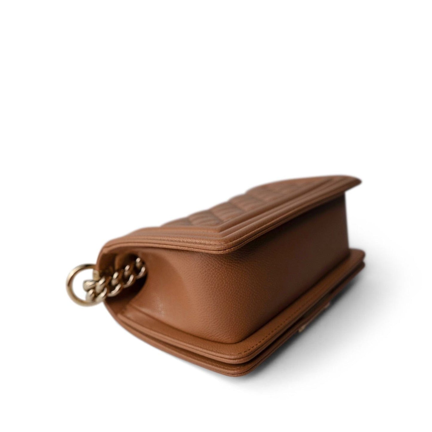 21K Caramel Boy Bag Small Caviar Quilted LGHW