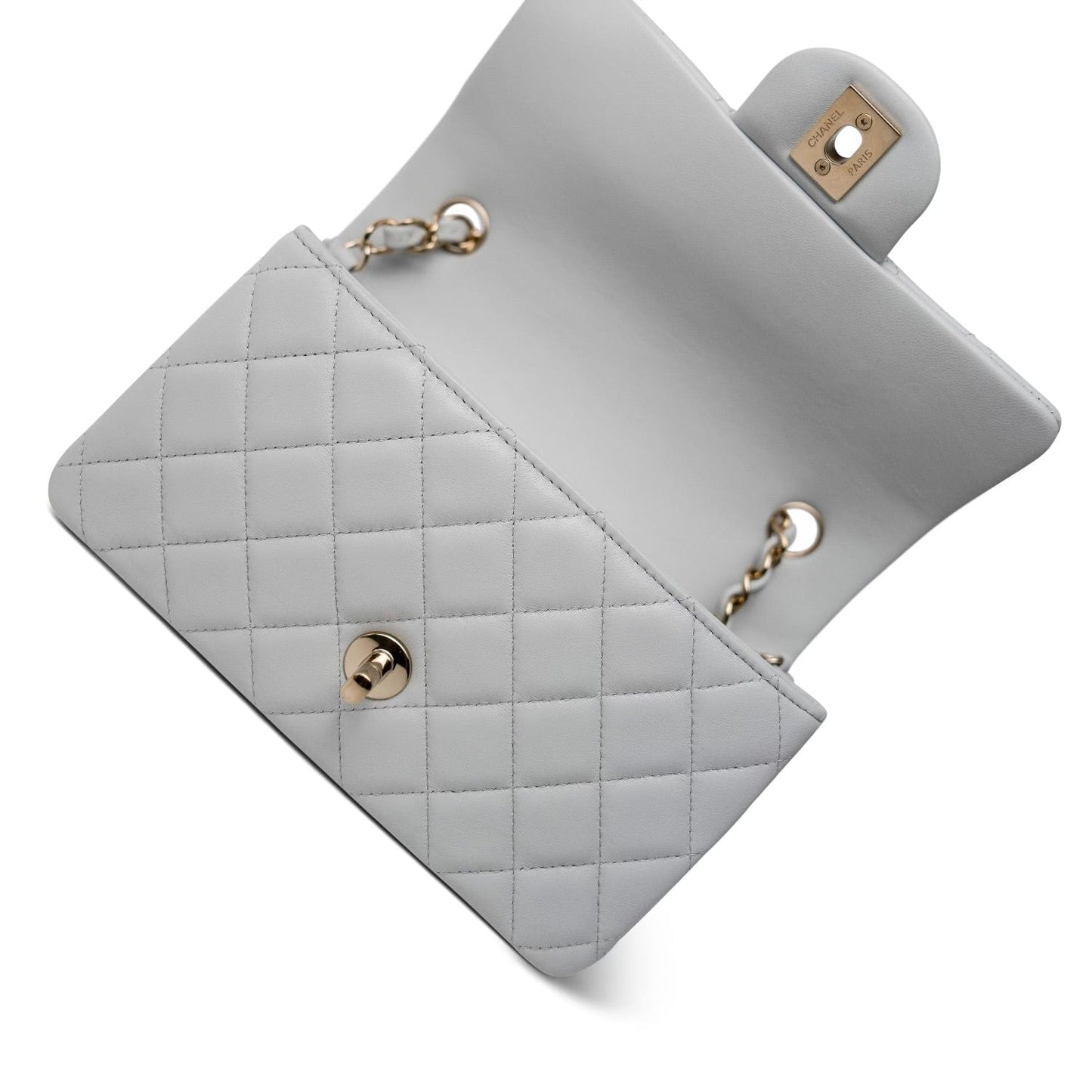 23S Light Grey Rectangular Flap Mini Light Gold Hardware