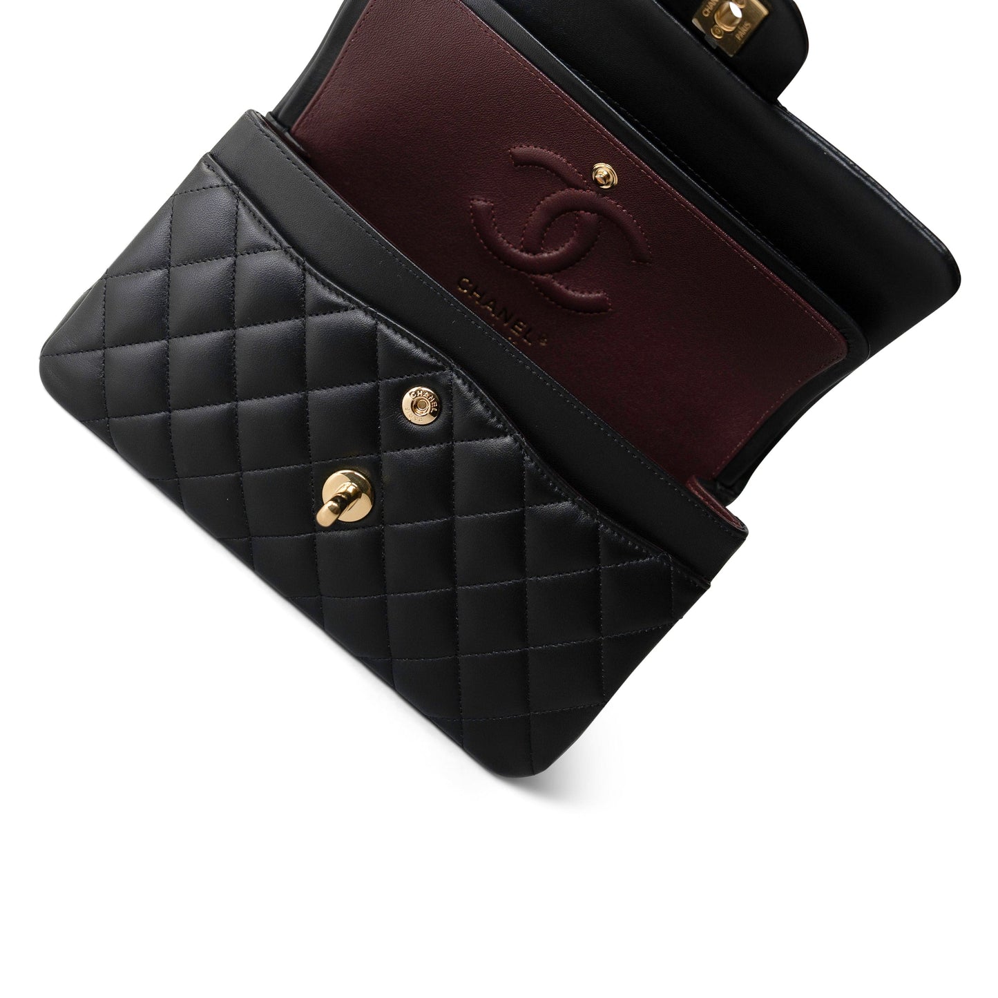 Black Lambskin Quilted Classic Flap Small Light Gold Hardware