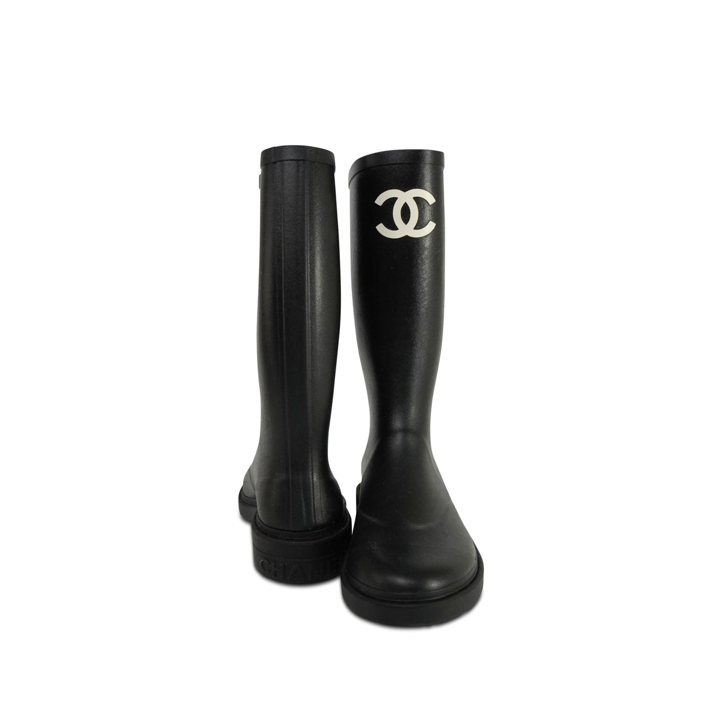 Black Caoutchouk CC High Boots Size 39