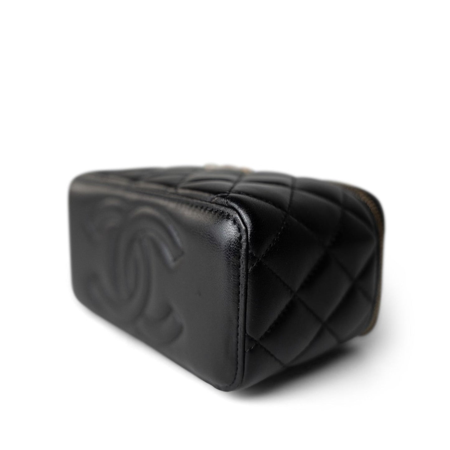 Black Vanity with Handle Lambskin Quilted LGHW