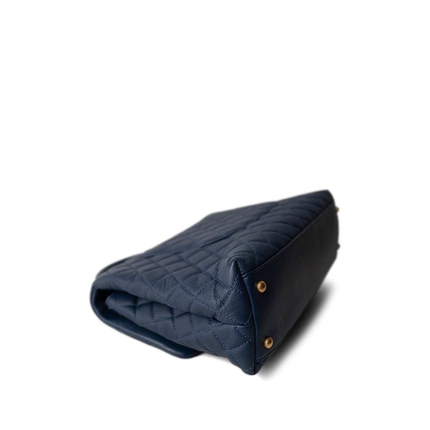 Navy Caviar Quilted Coco Handle Large Aged Gold Hardware