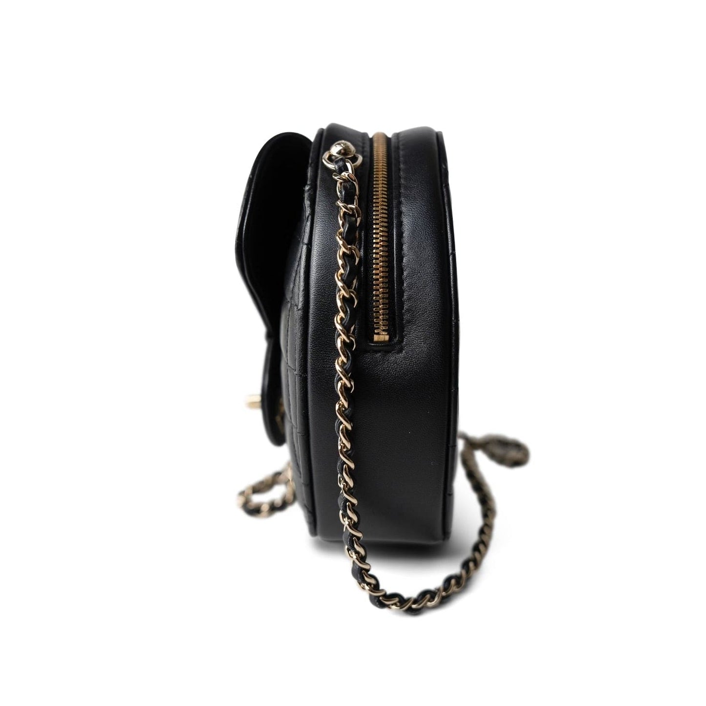 22S CC In Love Black Lambskin Quilted Large Heart Bag LGHW