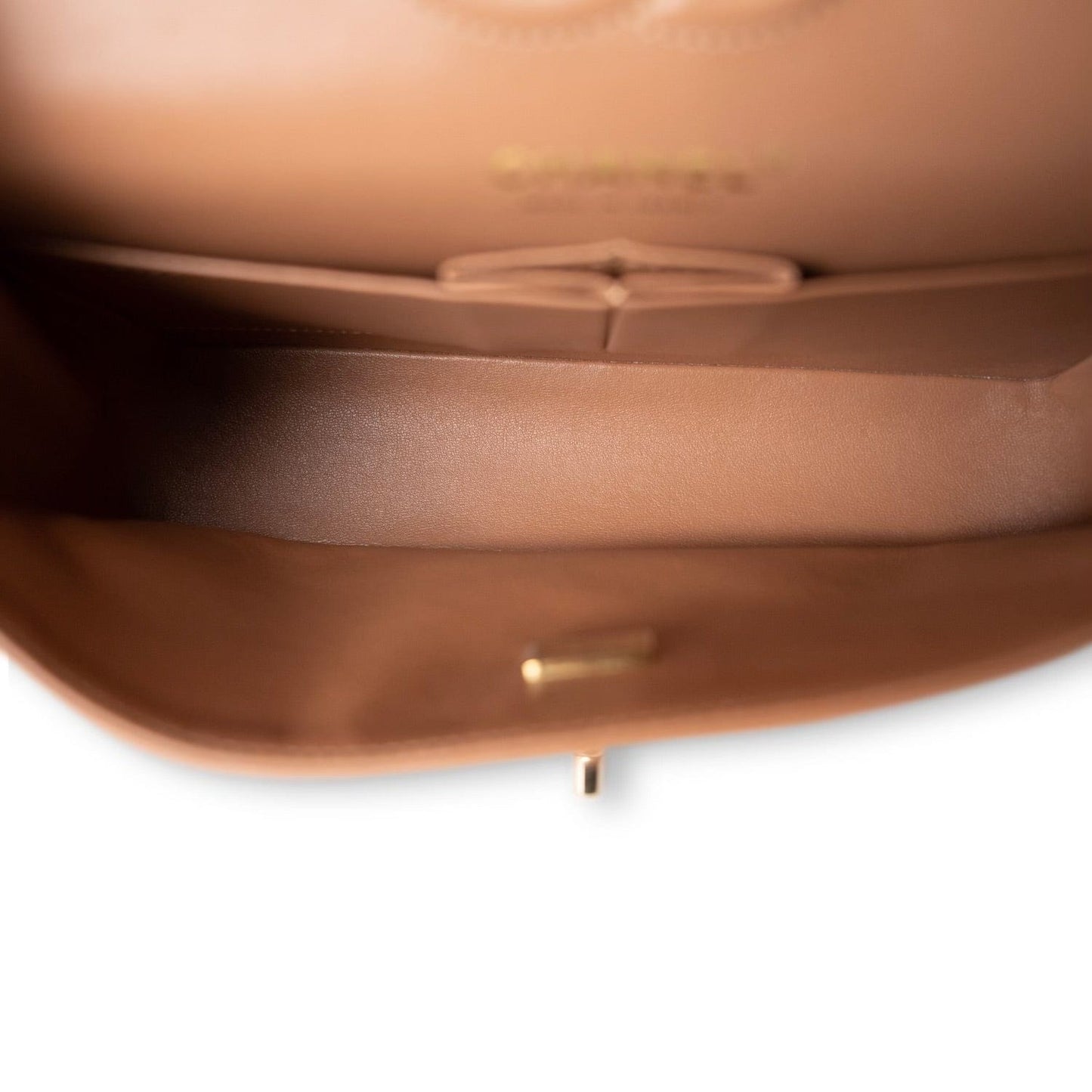 22S Caramel Lambskin Quilted Small Classic Flap Light Gold Hardware