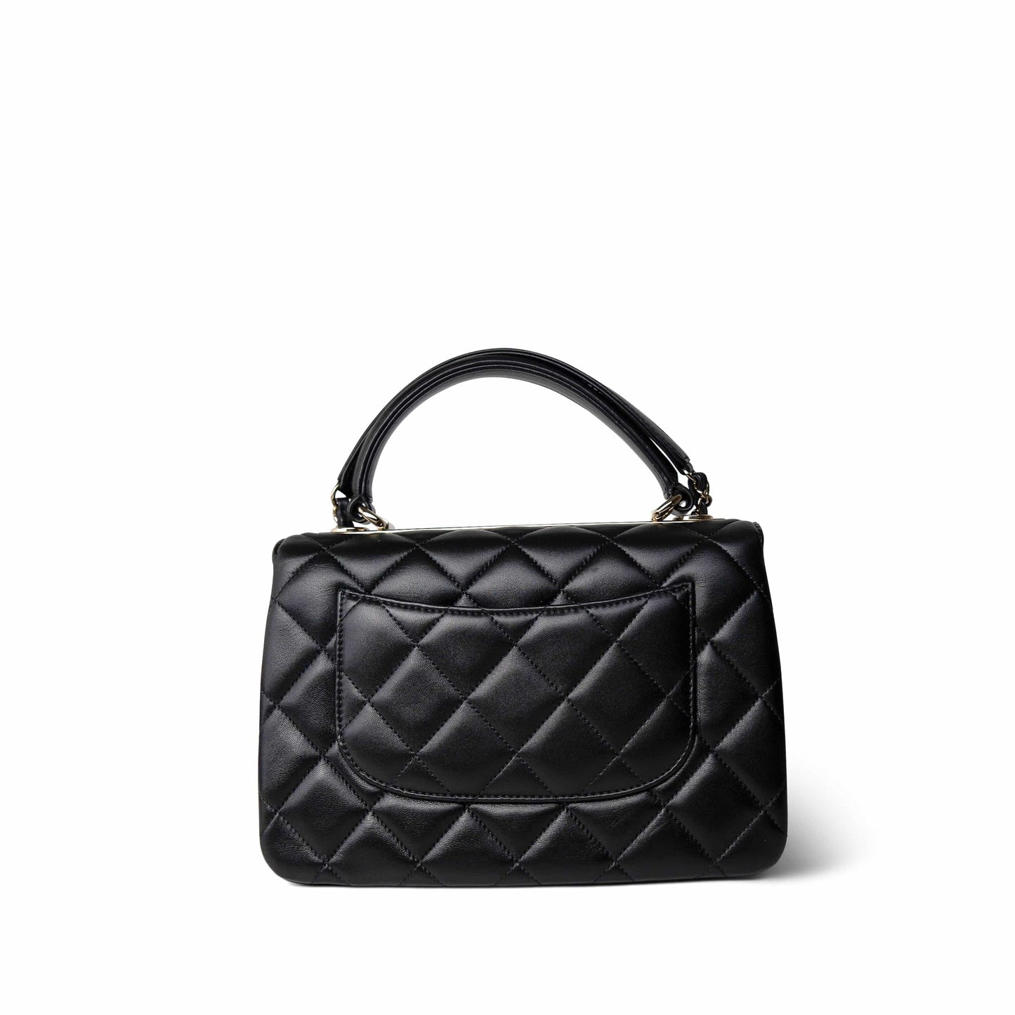 Black Lambskin Quilted Small Trendy CC LGHW
