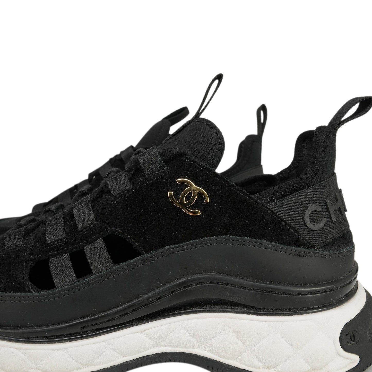 20C Black White Fabric/Calfskin/Suede CC Sneaker Size 39