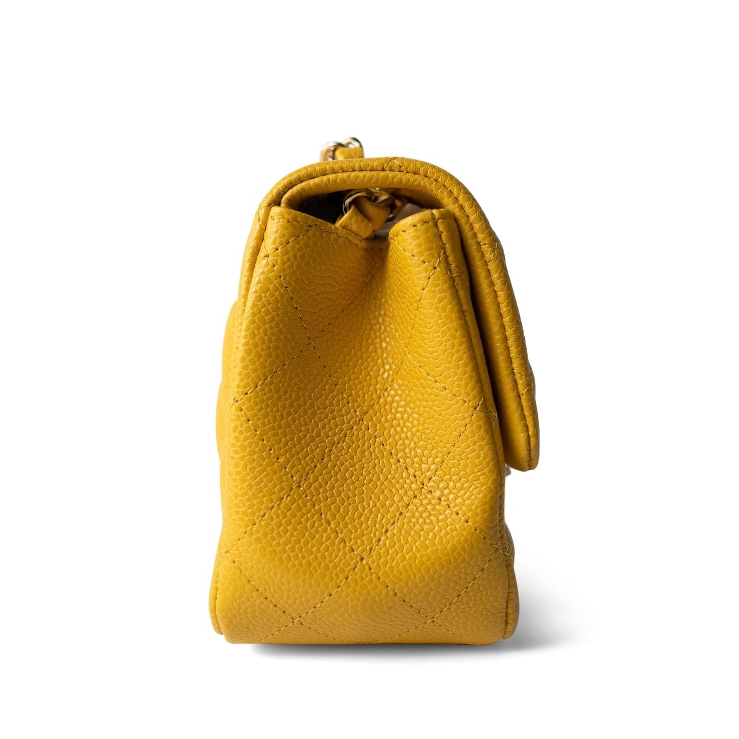 18S Yellow Caviar Quilted Mini Square Flap LGHW