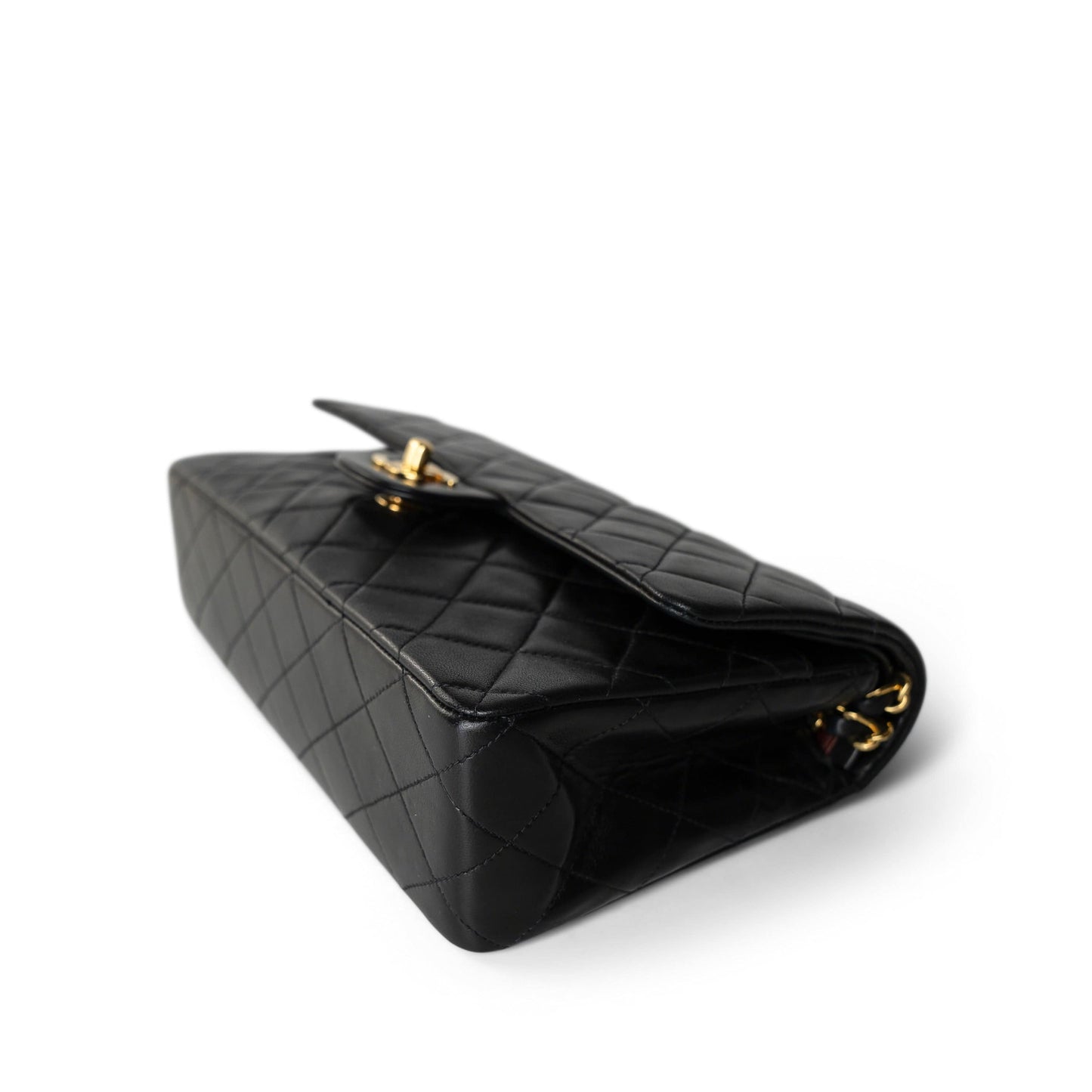 Vintage Black Lambskin Quilted Medium Classic Flap GHW