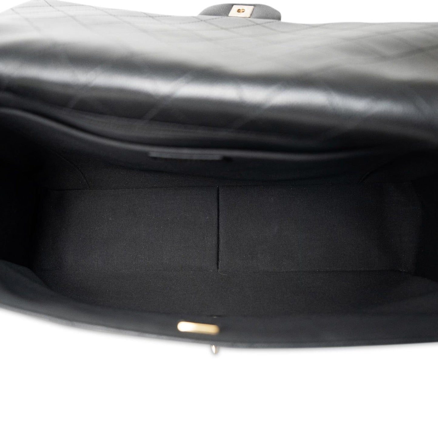 Black Caviar Quilted XXL Jumbo Single Flap Light Gold Hardware