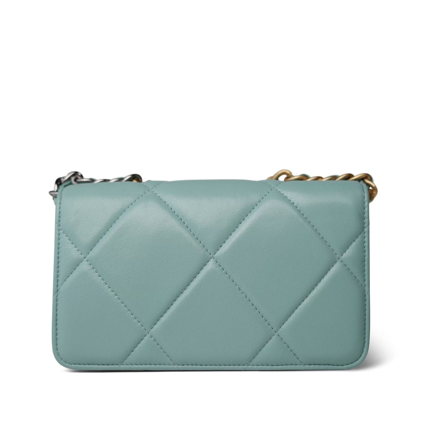 Tiffany Blue Lambskin Quilted 19 Wallet on Chain Mixed Hardware