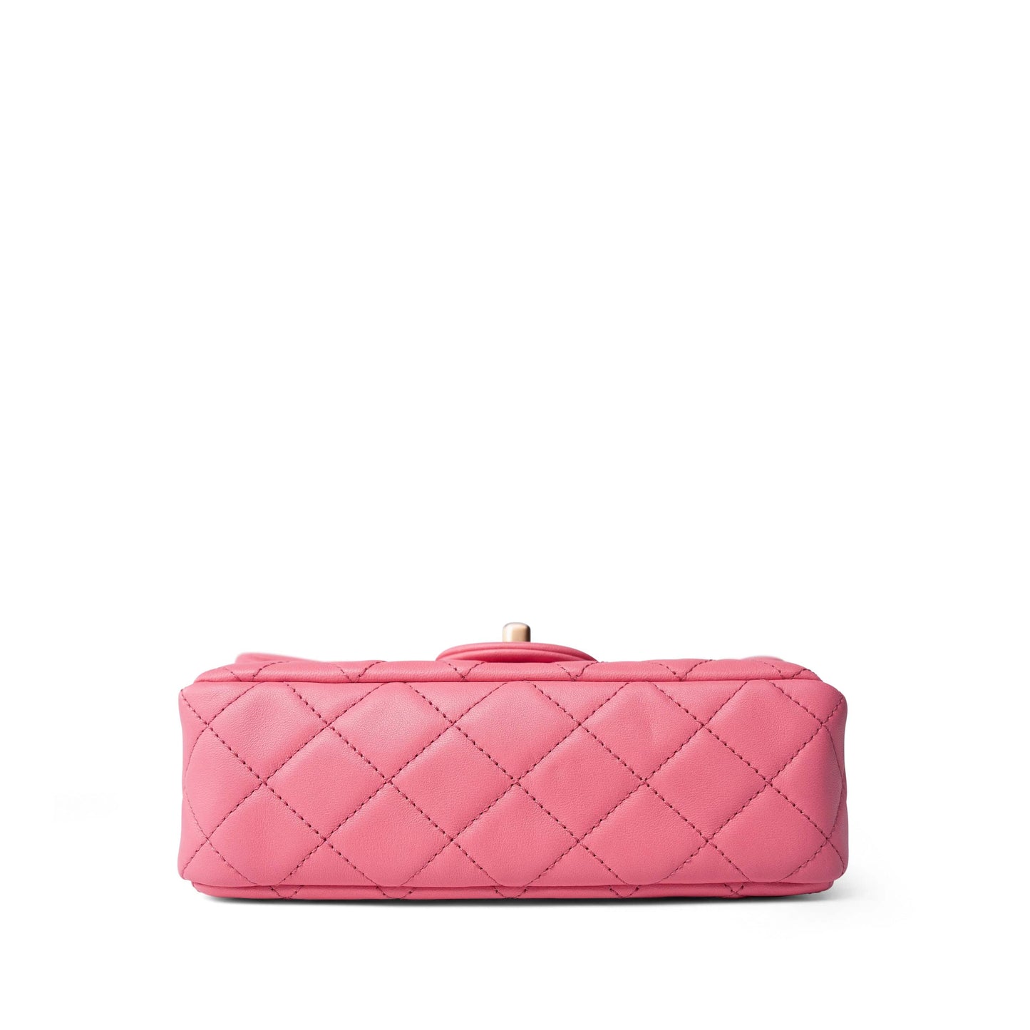 22S Pink Lambskin Quilted Mini Rectangular Pearl Crush Antique Gold Hardware