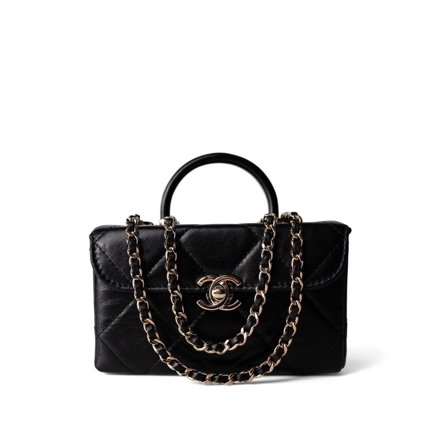 23k Black Shiny Mini Box Bag Vanity LGHW