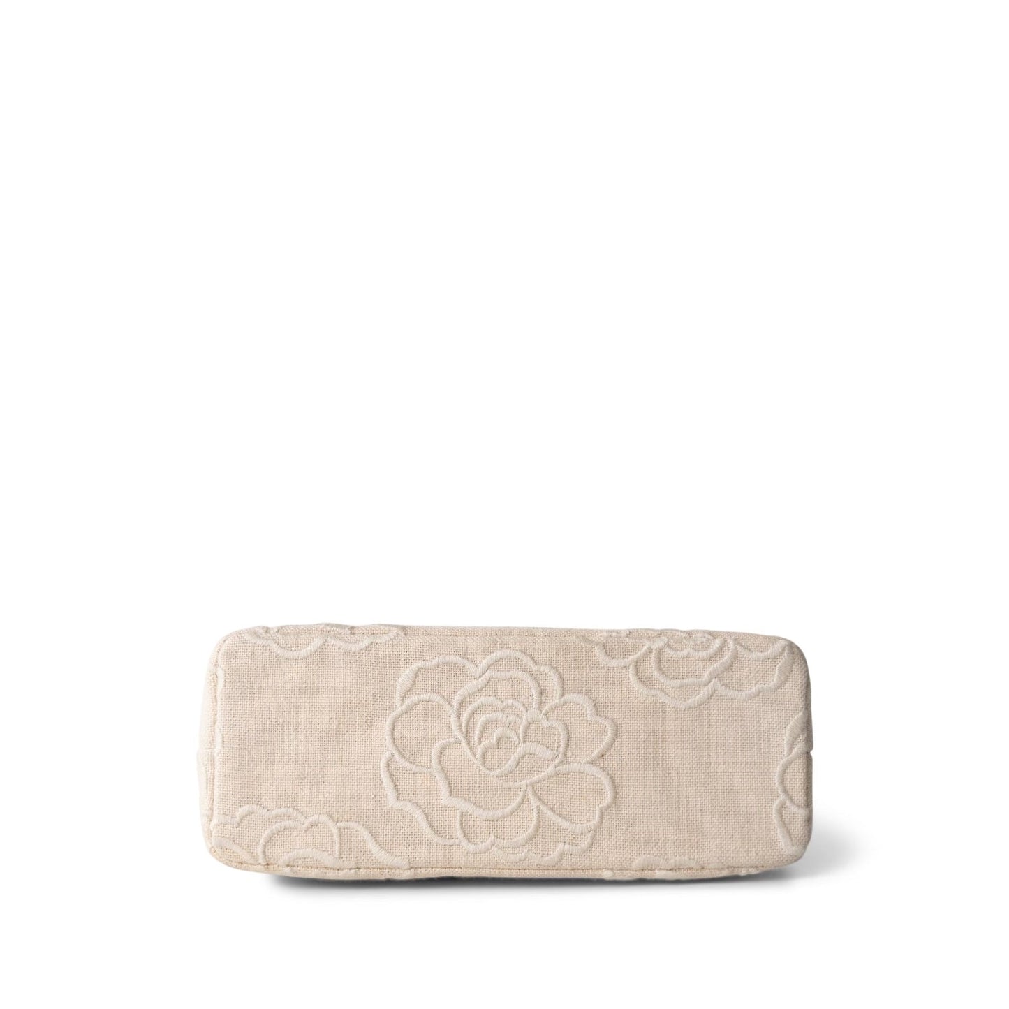 Ivory Canvas Camellia Bucket Bag Gold Hardware