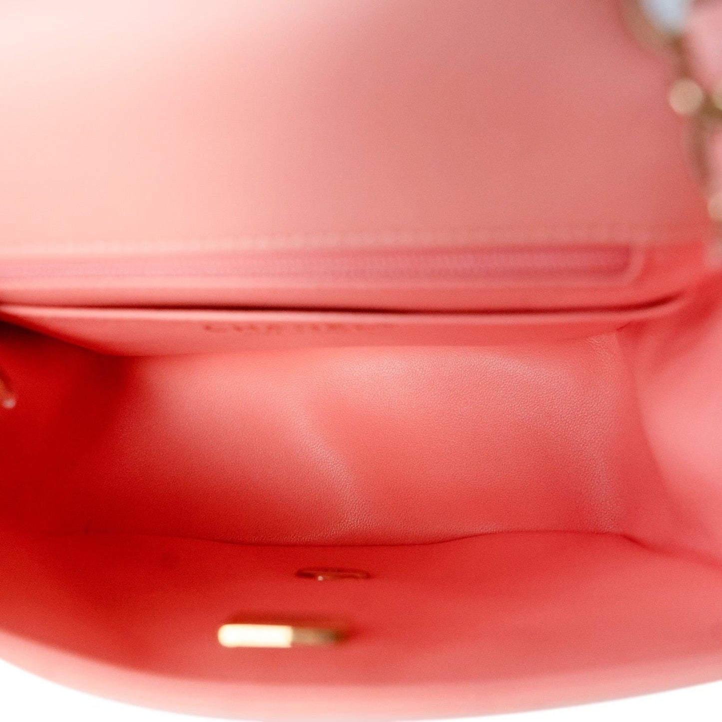 Peach Lambskin Quilted Mini Square Flap LGHW