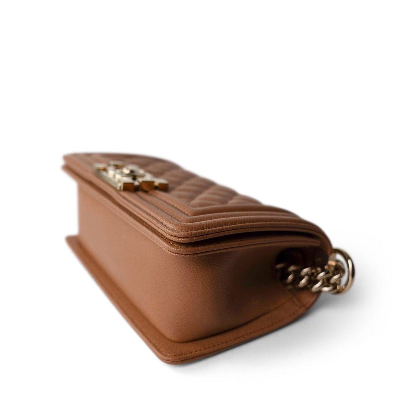 21K Caramel Boy Bag Small Caviar Quilted LGHW