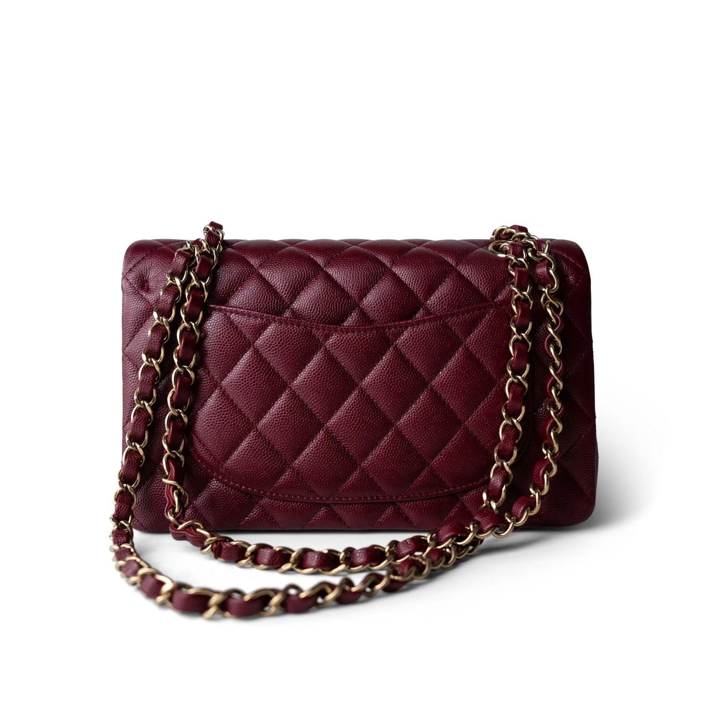 Wine/Burgundy Caviar Quilted Small Classic Double Flap LGHW