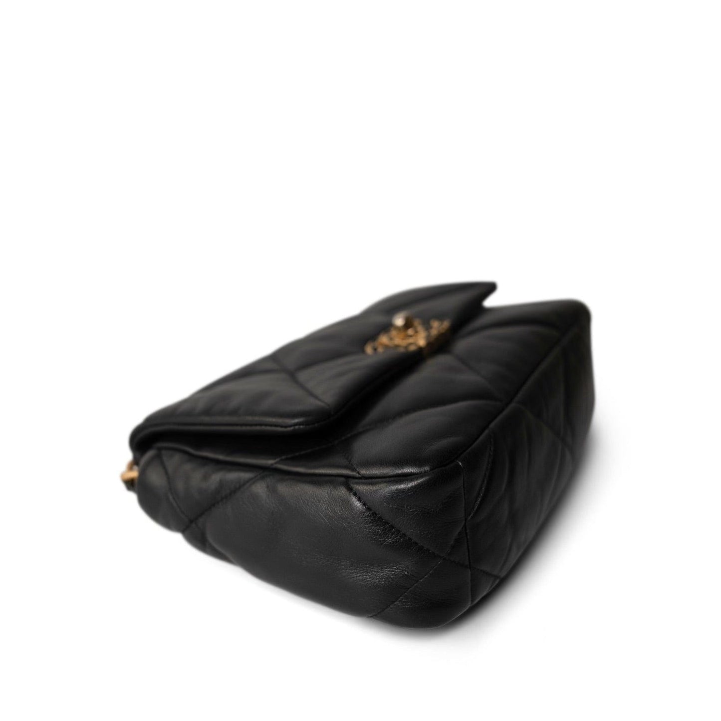 23S Black Lambskin Quilted 19 Flap Small Mixed Hardware