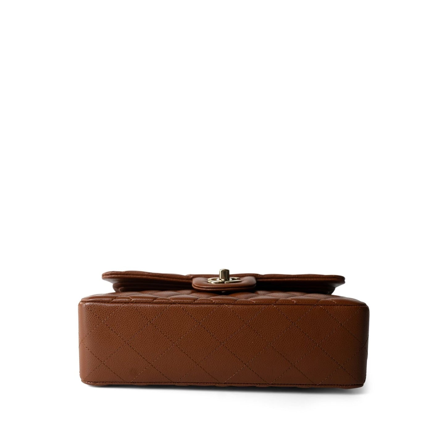 23A Brown/Cognac Caviar Quilted Classic Flap Small Light Gold Hardware