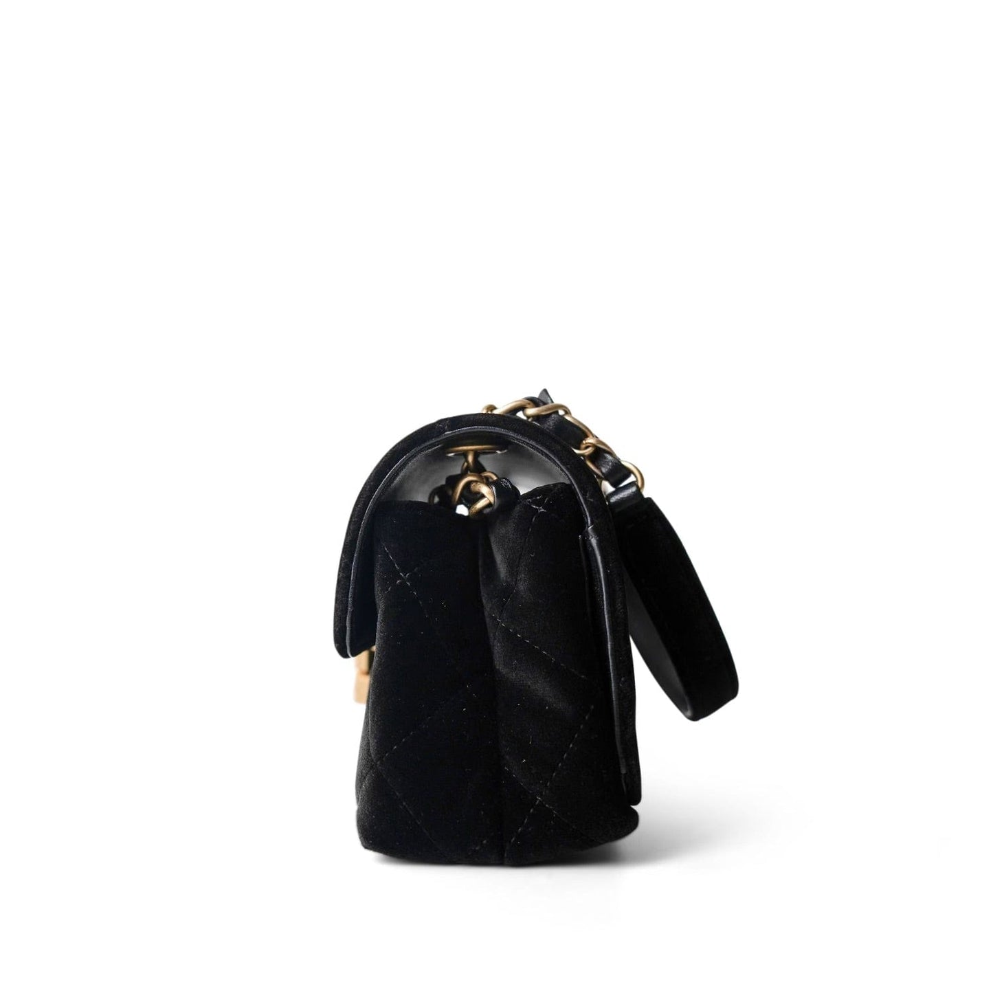 Black Velvet Strass Evening Bag Diamond Lock Flap Bag Aged GHW