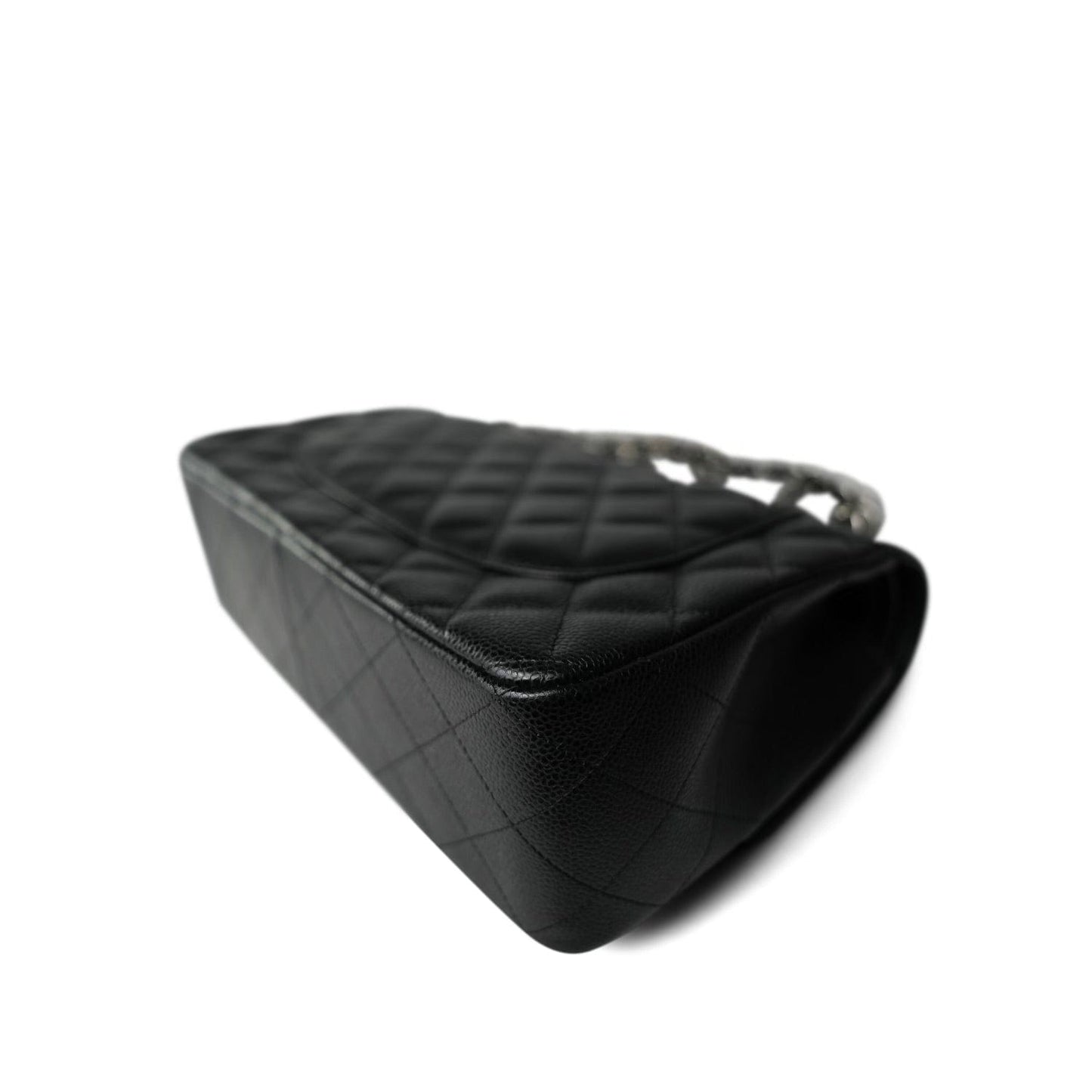 Black Caviar Quilted Jumbo Classic Flap Silver Hardware