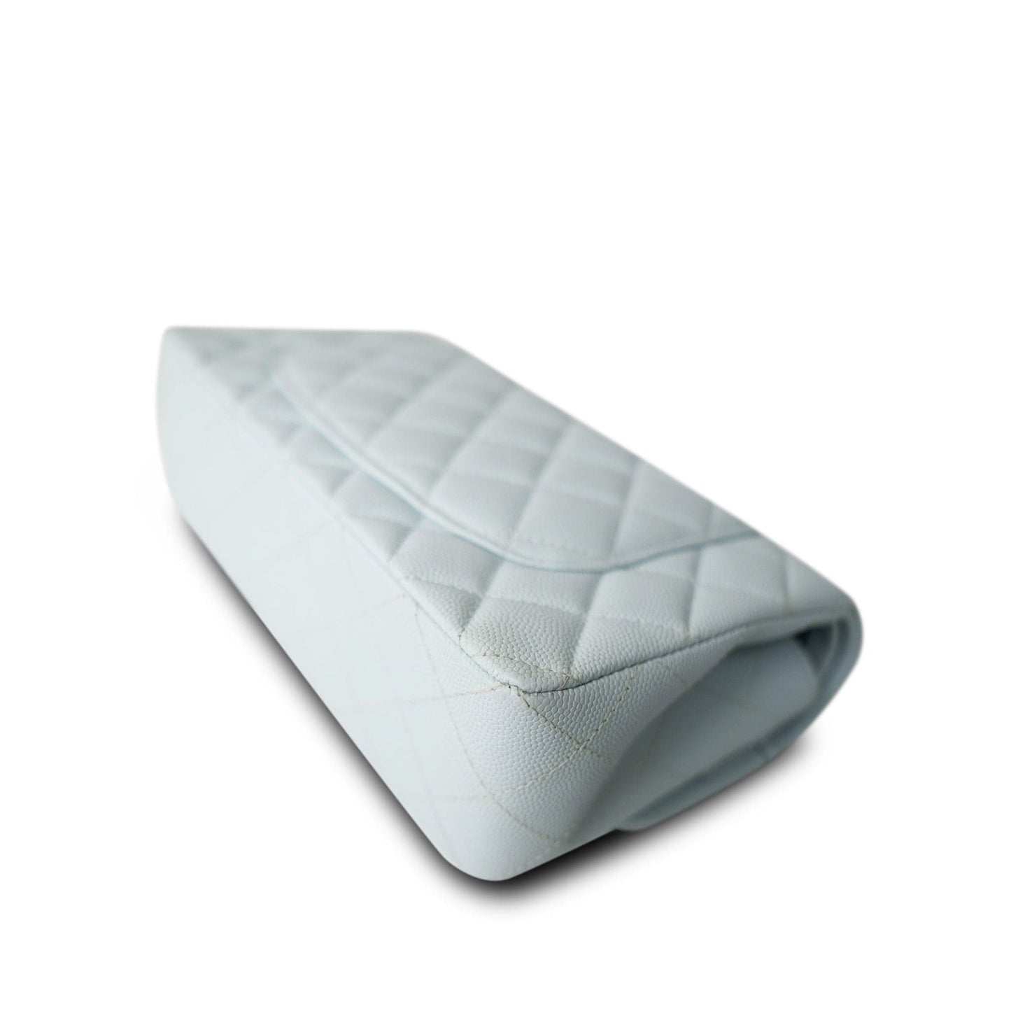 Light Blue Caviar Quilted Classic Flap Small Silver Hardware