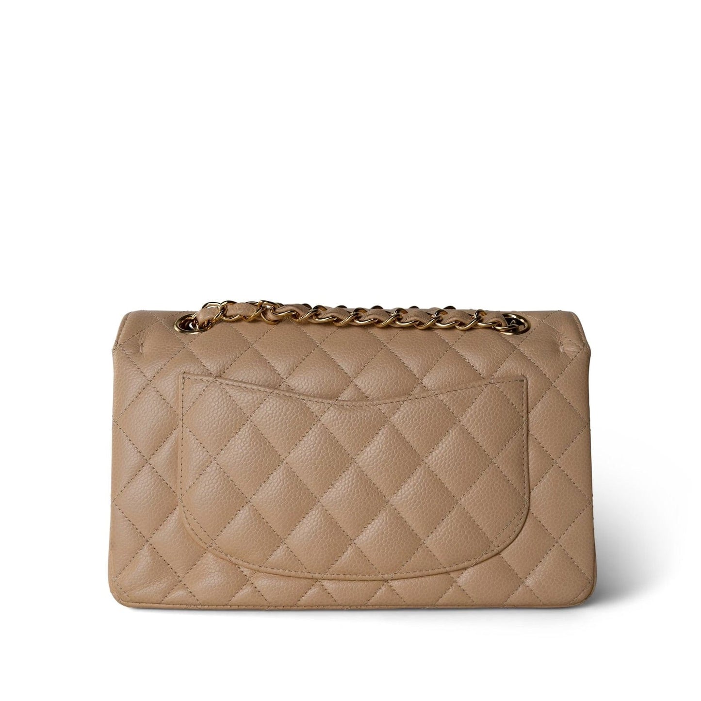 Beige Clair Caviar Quilted Small Classic Flap Gold Hardware