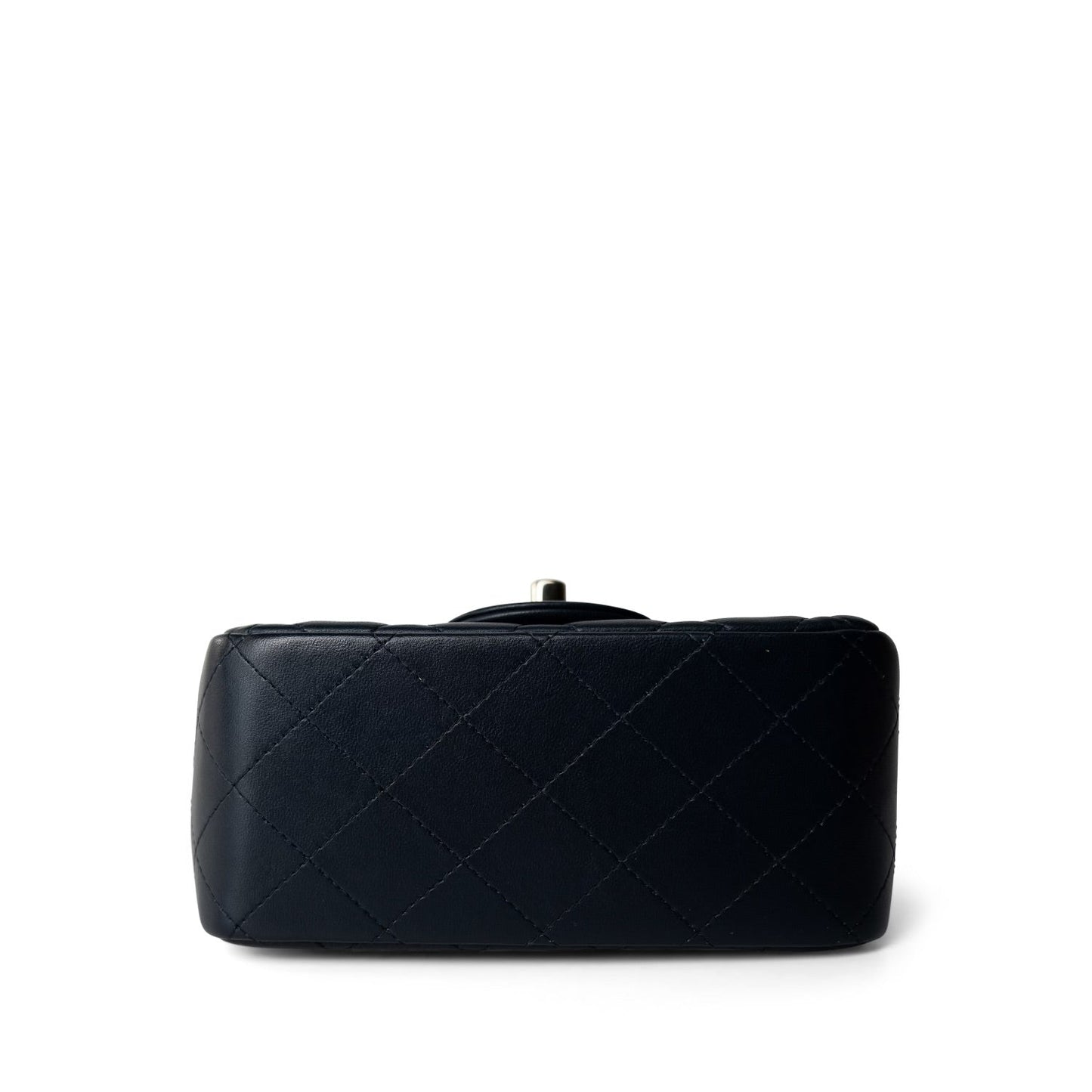 Navy Lambskin Quilted Mini Square Flap Bag LGHW