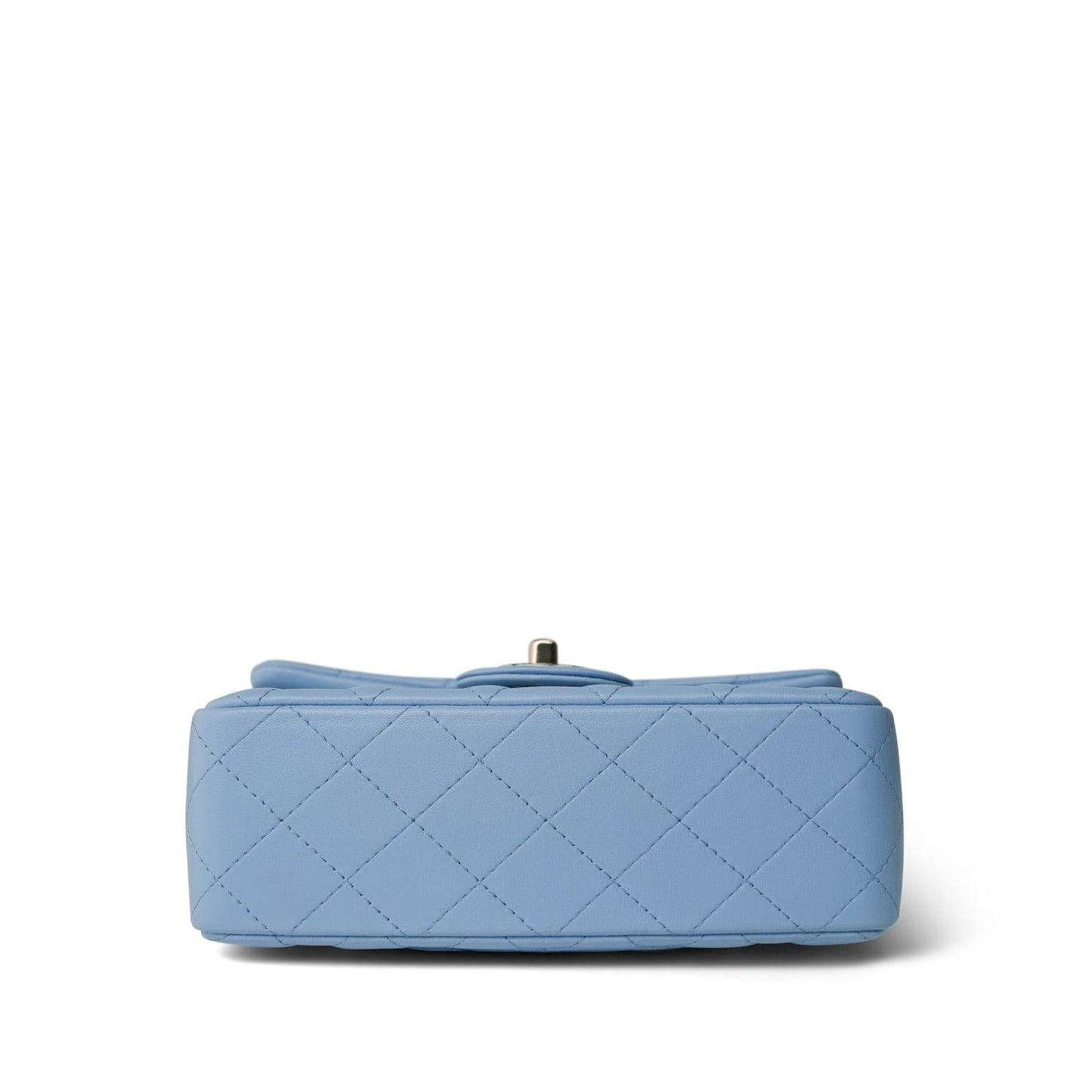 Light Blue Lambskin Quilted Mini Rectangular Flap LGHW