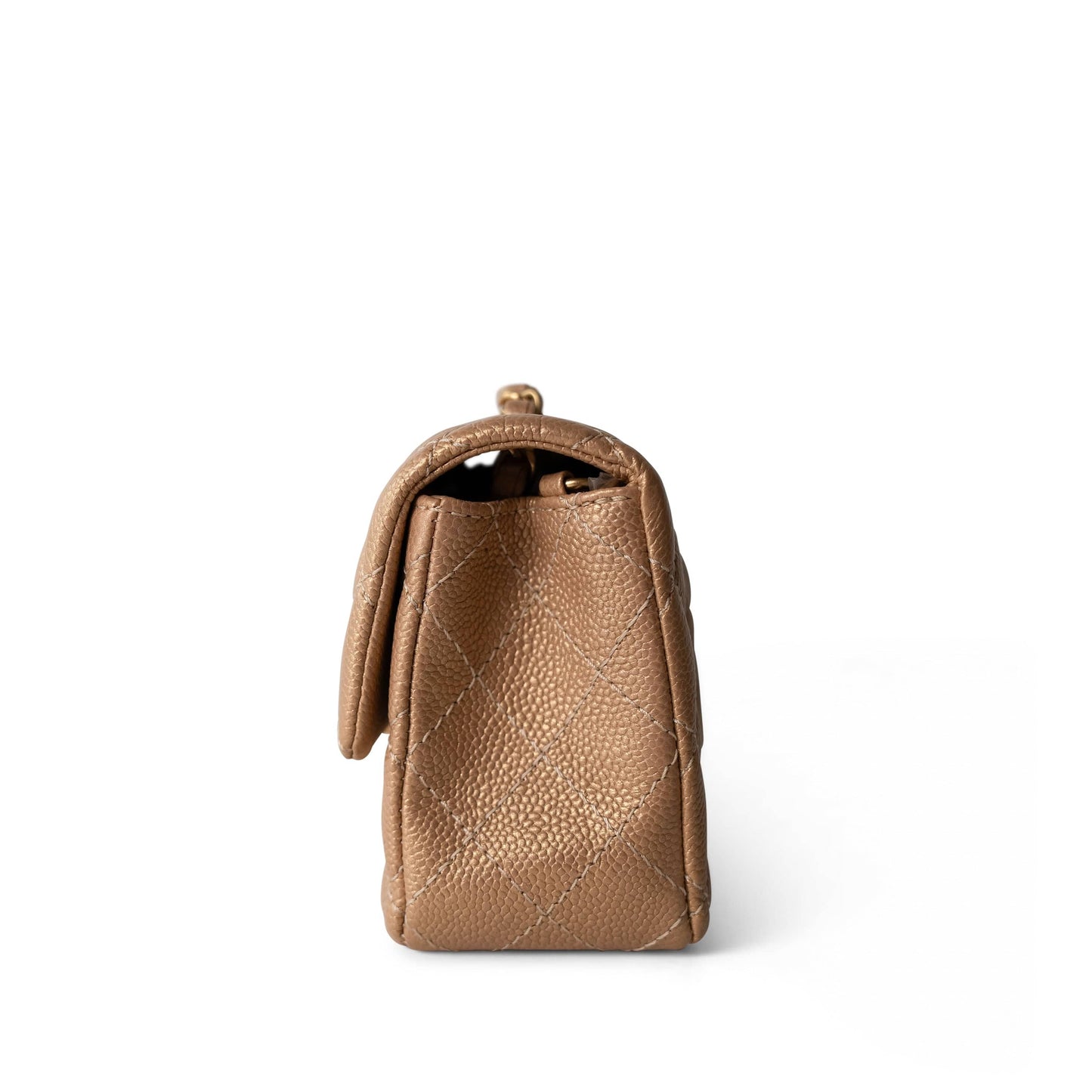 15C Gold Caviar Quilted Mini Rectangular Flap Antique Gold Hardware