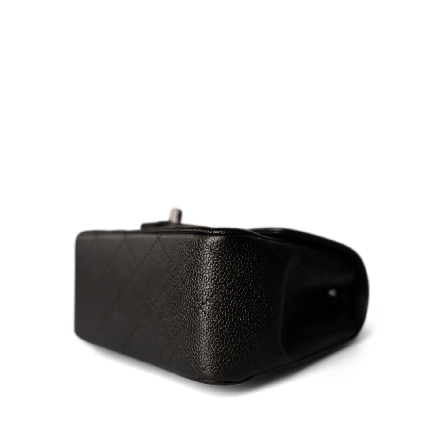 Black Caviar Quilted Mini Square Flap Ruthenium Hardware