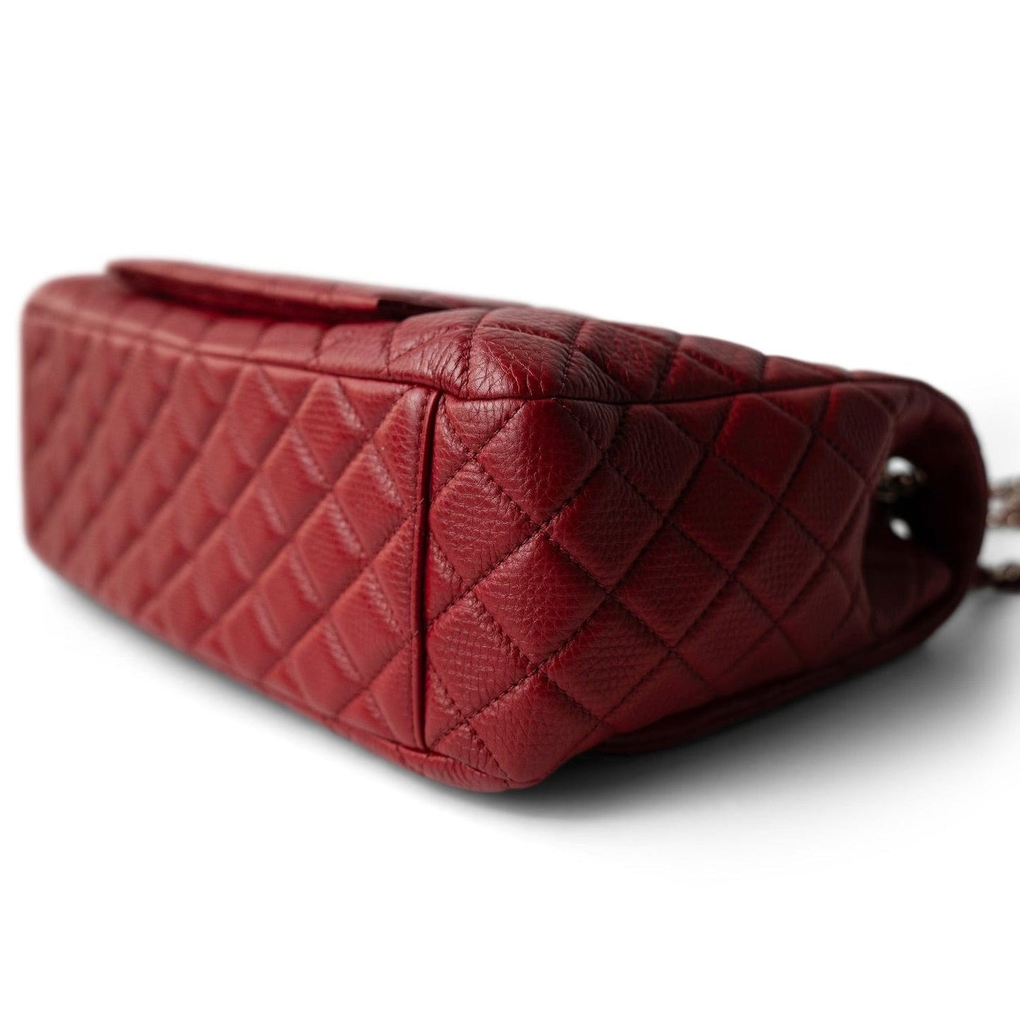 Red Grained Calfskin XL Small Travel Flap Bag Light Gold Hardware