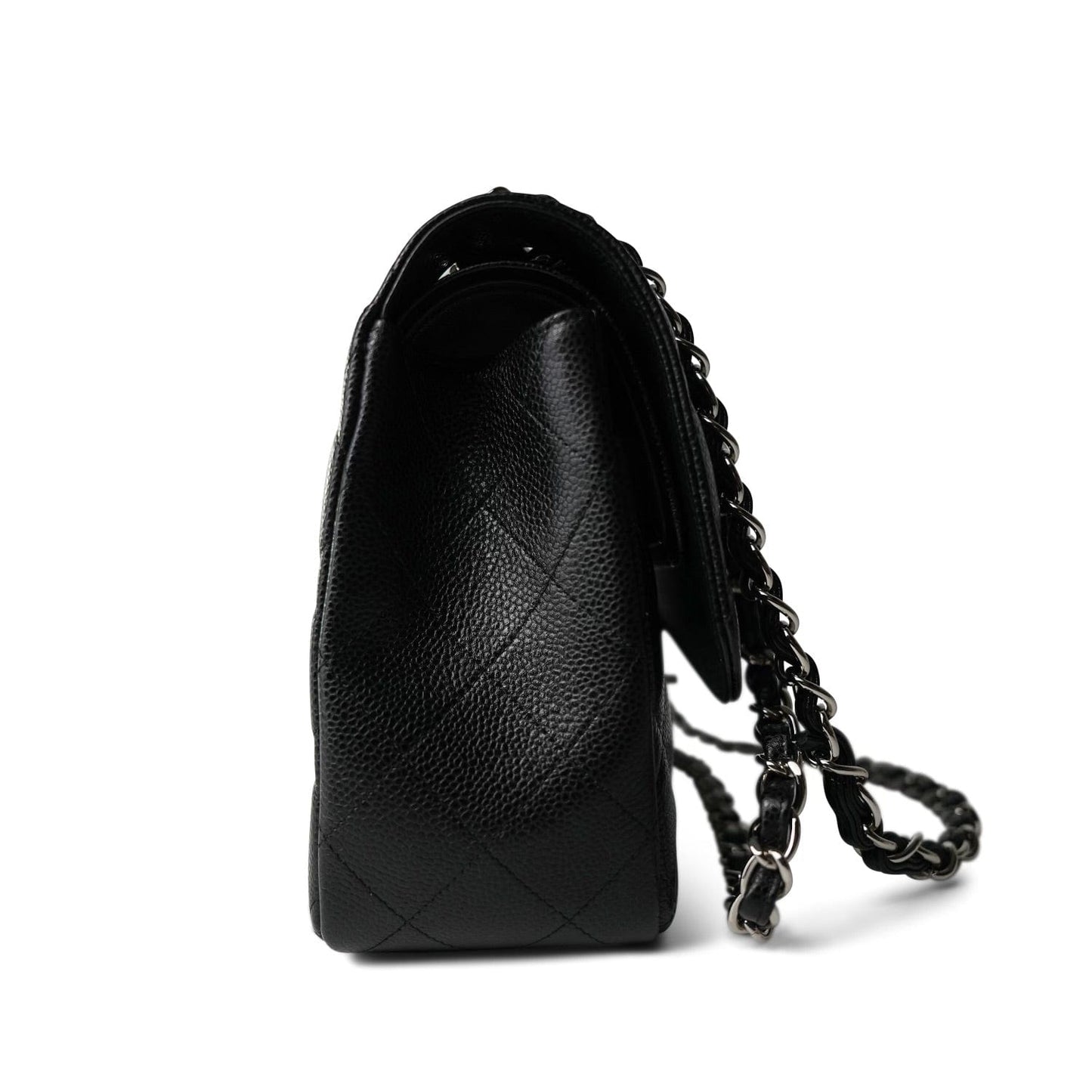 Black Caviar Quilted Jumbo Classic Flap Silver Hardware