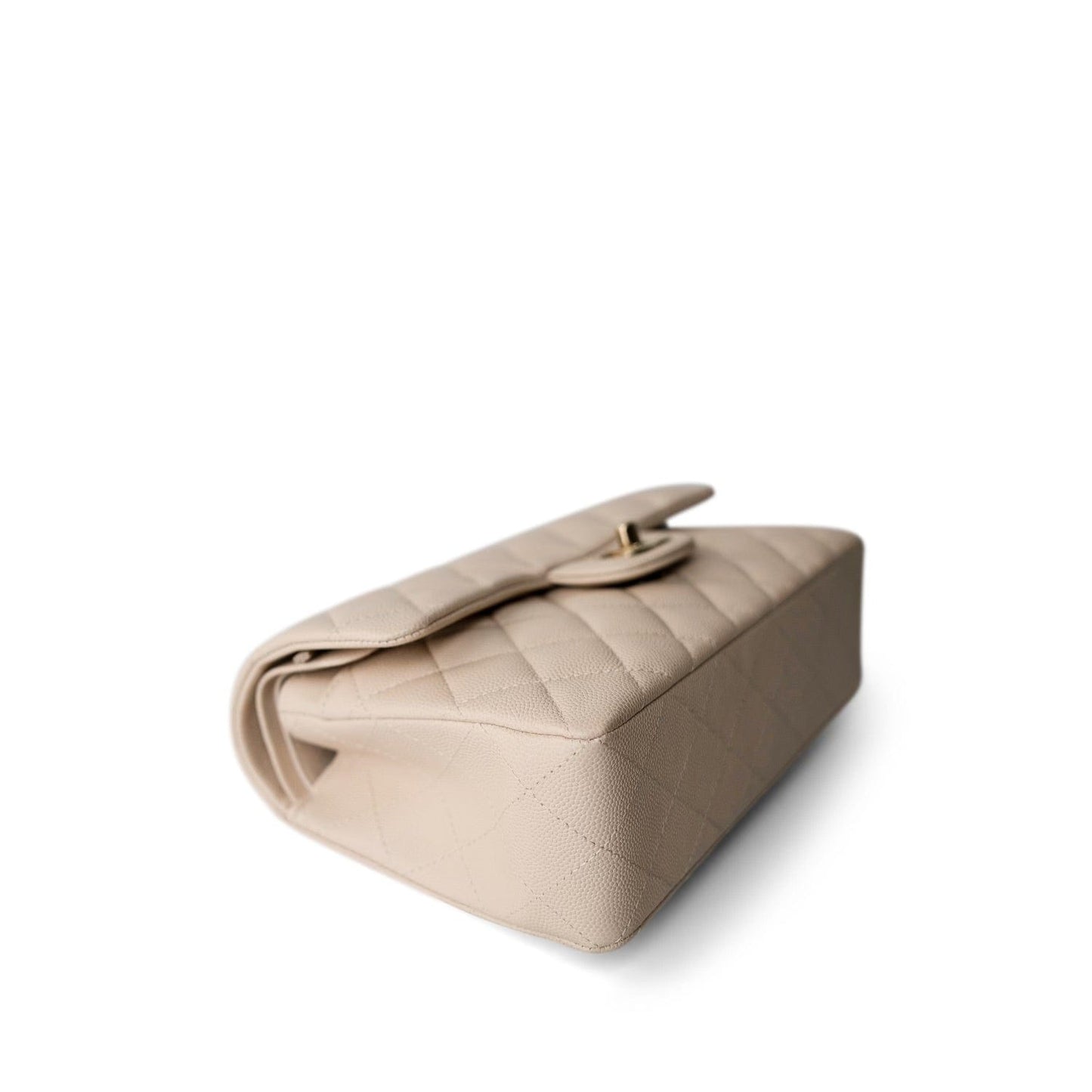 Light Beige/Nude Caviar Quilted Classic Flap Small LGHW
