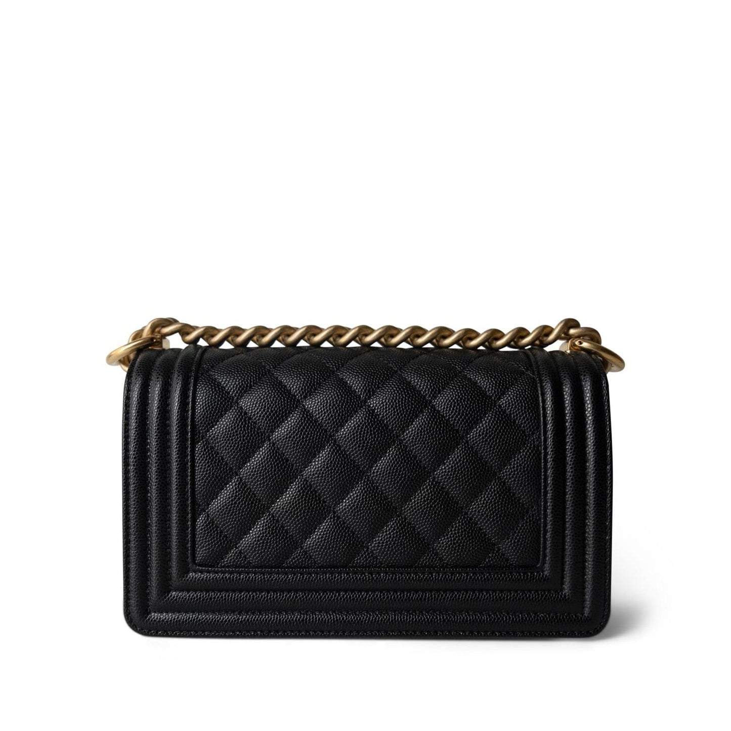 Black Caviar Quilted Small Boy Bag Aged Gold Hardware
